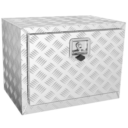 Underbody Truck Box, 24"17"18" Pickup Storage Box, Heavy Duty Aluminum Diamond Plate Tool Box with Lock and Keys, Waterproof Trailer Storage Box with T-Handle Latch for Truck, Van, Trailer