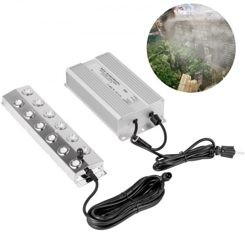 Mist Maker 12 Head Ultrasonic Mist Fogger with Waterproof Power Supply Ultrasonic Fogger Humidifier Stainless Steel Pond Mister Fogger 7kg/h