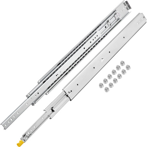 Heavy Duty Drawer Slides 60" Length, Locking Drawer Slides 500lbs Load Capacity Long Full Extension Drawer Slide 1 Pair Side Mount Ball Bearing Drawer Glides Push to Open Drawer Runners Rail