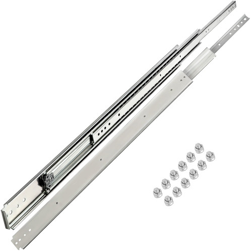 Drawer Slides, 1 Pair 48 Inch Heavy Duty Drawer Slides, Ball Bearing Side Mount Drawer Hardware Slides, 500 LBS Load Capacity 3-Section Full Extension Drawer Slides for Smooth Slide, Less Noise