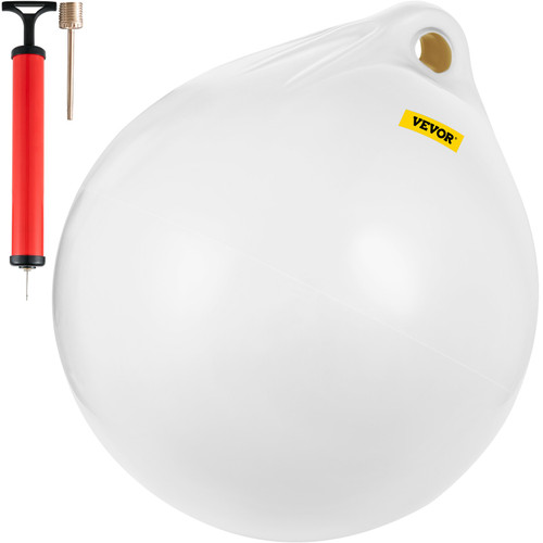 Boat Buoy Ball, 27"H x 20.5" Diameter Inflatable Heavy-Duty Marine-Grade Vinyl Marker Buoy, Round Boat Mooring Buoy, Anchoring, Rafting, Marking, Fishing, White