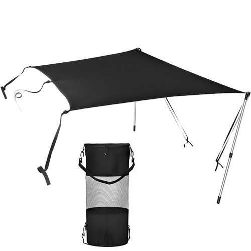 T-Top Sun Shade Kit 6' x 7', UV-Proof 600D Polyester T-top Extension Kit with Rustproof Steel Telescopic Poles, Waterproof T-Top Shade Kit, Easy to Assemble for T-Tops - Bimini Top