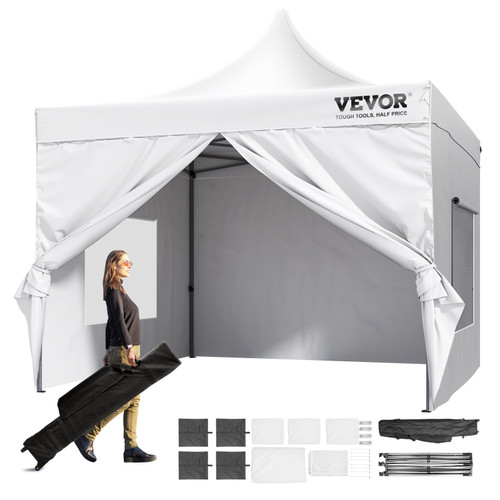 10x10 FT Pop up Canopy with Removable Sidewalls, Instant Canopies Portable Gazebo & Wheeled Bag, UV Resistant Waterproof, Enclosed Canopy Tent for Outdoor Events, Patio, Backyard, Party, Camping