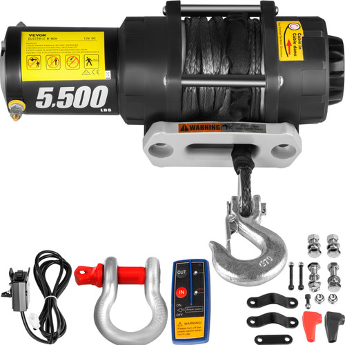Electric Winch, 5700 lbs Capacity, 42.6'/13m Synthetic Rope, Waterproof ATV UTV Winches w/ Wireless Remote and Corded Control & Hawse Fairlead, for Towing Jeep Off Road SUV Truck Car Trailer
