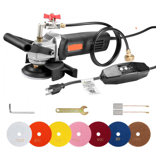 Wet Stone Polisher 4-Inch Electric Granite Polisher with 6 Speed & 7 Pads Upper Water Injection 800W