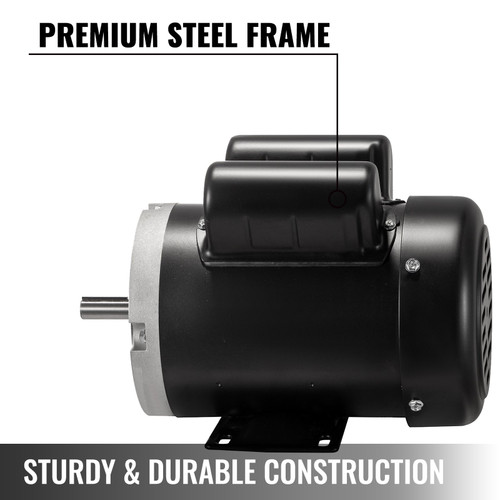 1.5HP Electric Motor, 3450rpm Reversible Single Phase 56C Frame Air Compressor Motor 5/8" Shaft Diameter Electric Compressor Motor for Agricultural Machinery General Equipment, 115/230VAC