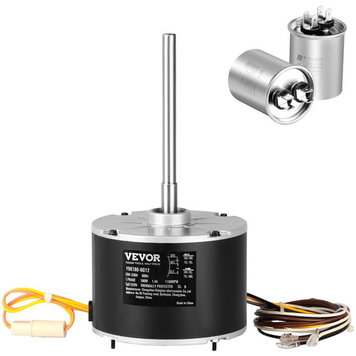 Condenser Fan Motor 5KCP39EGS070S, 5KCP39EGY823S, 1/4 HP 208-230V, 1100RPM, OEM Standard Upgraded Replacement Condenser Motor Reversible Rotating, Explosion-proof CBB65 5"F/370V Capacitor