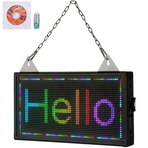 LED Scrolling Sign, 14" x 8" WiFi & USB Control, Full Color P5 Programmable Display, Indoor High Resolution Message Board, High Brightness Electronic Sign, Perfect Solution for Advertising