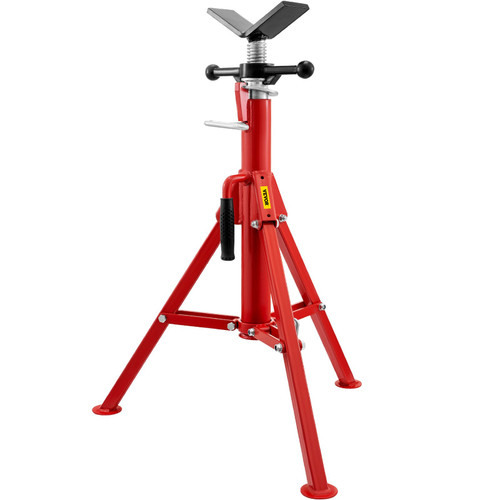 V Head Pipe Stand 1/8"-12" Capacity, Adjustable Height 24"-42", Pipe Jack Stands 2500 lb. Load Capacity, Portable Folding Pipe Stands, Carbon Steel Body More Durable
