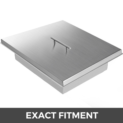 Fire Pit Lid 27 x 27 Inch 1.5mm Thick 430 Stainless Steel Fire Pit Burner Cover Square Fire Pit Lid for Drop-in Fire Pit Pan