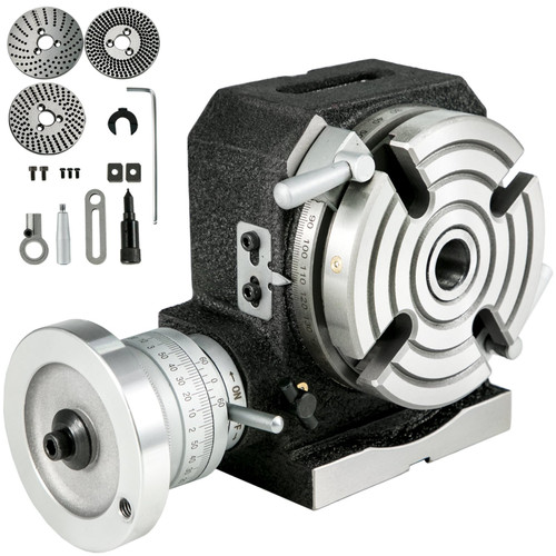 Rotary Table 4inch(100mm) Horizontal Vertical Milling Table 2/5inch(10mm) 4-Slot Milling Rotary Table MT-2 Rotary Table for Milling with Indexing Plate Set for Precision Milling Drilling