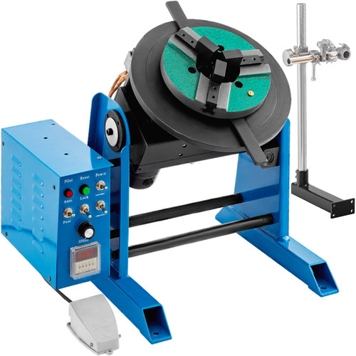 Rotary Welding Positioner 30KG Welder Turntable Table 0-90 degree Positioning Turntable 1-15 RPM Welder Positioning Machine w/ 310mm 3-Jaw Lathe Chuck 110V for Cutting, Grinding, Assembly and Testing