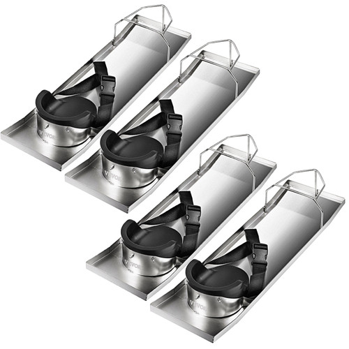 Concrete Knee Boards 28'' x 8'' Slider Knee Boards, Kneeler Board Stainless Steel Concrete Sliders 2 Pair of Moving Sliders w/Concrete Knee Pads & Board Straps for Cement & Concrete Finishing
