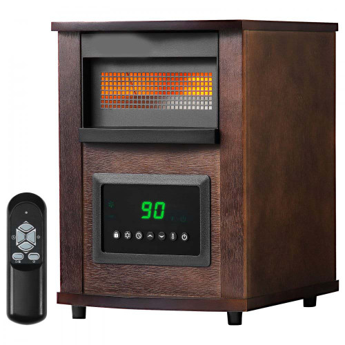 Infrared Heater, 1500W Remote Control Electric Space Heater, LED Patio Heater w/ 3 Speeds & Timer & Overheat/Tip-Over Protection & Child Lock, for Bedroom,Living Room,Nursery,Studio,MDF