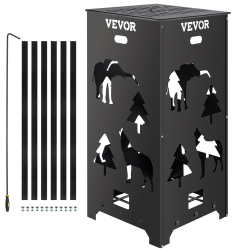 Burn Barrel, 22x22x45 inch Burn Cage, Carbon Steel Cage Incinerator, Incinerator Barrel with Lid and Handle for Outdoors (Discontinued)