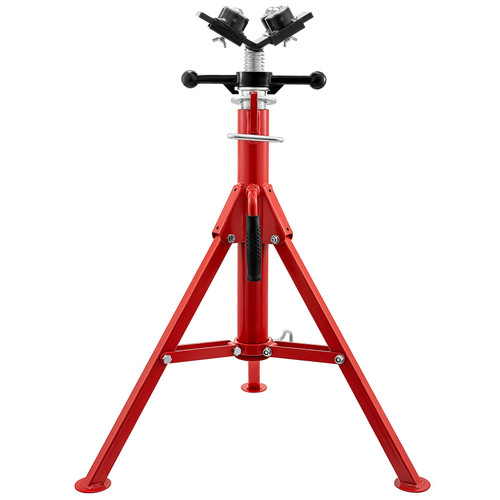 Pipe Jack Stand with 4-Ball Transfer V-Head 6mm Thickness and Folding Legs 1500LB Welding Pipe Stand Adjustable Height 28-52IN 1107S-type Pipe Jacks for Welding