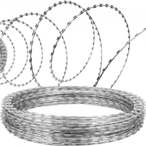 Razor Wires, 98ft Razor Barbed Wire 2 Coils, 49 ft Per Roll Razor Wire Fencing Razor Fence, Razor Ribbon Barbed Wire Galvanized Steel Razor Wire Fence, Rolls Razor Useful Protection for Garden