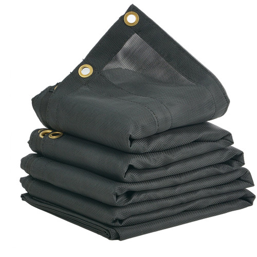 Dump Truck Mesh Tarp, 6.5x18 ft, PVC Coated Black Heavy Duty Cover with 5.5" 18oz Double Pocket, Brass Grommets, Reinforced Double Needle Stitch Webbing Fits Manual or Electric Dump Truck System