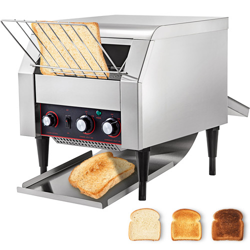 450 Slices/Hour Commercial Conveyor Toaster,2600W Stainless Steel Heavy Duty Industrial Toasters w/ Double Heating Tubes,Countertop Electric Restaurant Equipment for Bun Bagel Bread Baked Food