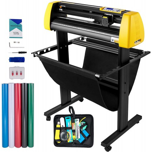 Vinyl Cutter Machine, 34 in / 870 mm Max Paper Feed Cutting Plotter, Automatic Camera Contour Cutting LCD Screen Printer w/Stand Adjustable Force and Speed for Sign Making Plotter Cutter