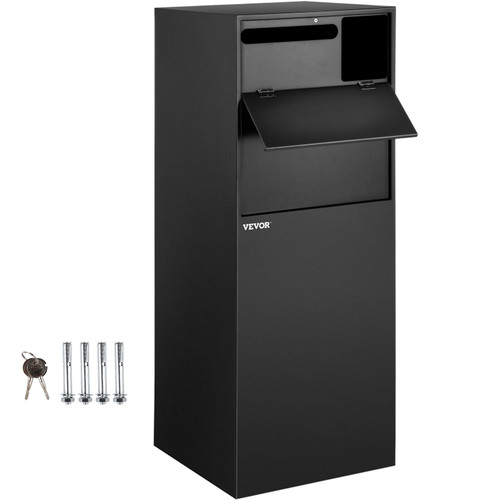 Mail Package Drop Box, 19" x 19" x 48" Package Parcel Box with Locking Letterbox, Parcel Drop Box, Delivery Box w/Anchoring Fittings, Secure Steel Mailbox for Curbside, Porch, Outside & Home