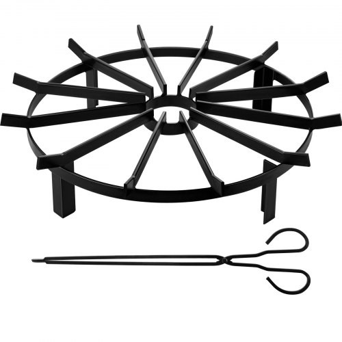 24in Fire Grate Log Grate,Wagon Wheel Firewood Grates 12 Iron Bars, Fireplace Grates Burning Rack Holder 4 Legs for Indoor Chimney, Hearth Wood Stove and Outdoor Camping Fire Pit