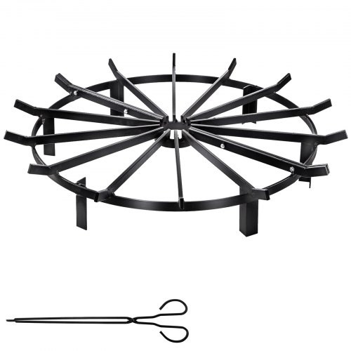 32in Fire Grate Log Grate ,Wagon Wheel Firewood Grates 16 Iron Bars, Fireplace Grates Burning Rack Holder 6 Legs for Indoor Chimney, Hearth Wood Stove and Outdoor Camping Fire Pit