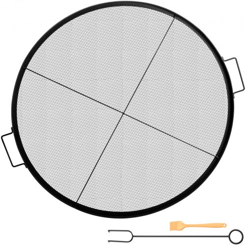 Round Fire Pit Grate, 25" Diameter Fire Pit Grill Grate, X-Marks Round Grill Grate, Black Steel Fire Grate, Fire Pit Cooking Grate with Handles, Fire Grill Grate for Outdoor Fire Pit, Campfire