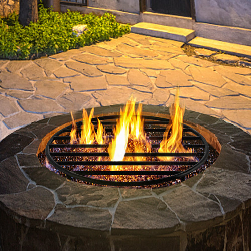 Fire Pit Grate, Heavy Duty Iron Round Firewood Grate, Round Wood Fire Pit Grate 22", Firepit Grate with Black Paint, Fire Grate with 4 Removable Round Legs for Burning Fireplace and Firepits