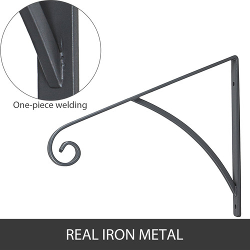 Wrought Iron Handrail Wall Mounted Hand Railing, Gray