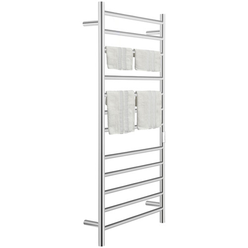 Heated Towel Rack, 12-Bar Towel Warmer Rack, Wall Mounted Electric Towel Warmer, Electric Towel Drying Rack with Timer, Polished Stainless Steel Heated Towel Warmer for Bath, Plug-in/Hardwired