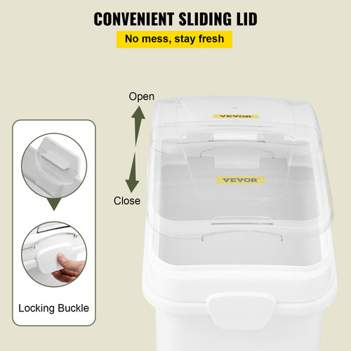21 Gallon Ingredient Bin with Scoop 400 Cup Ingredient Bin with Sliding Lid Commercial Food Storage for Kitchen