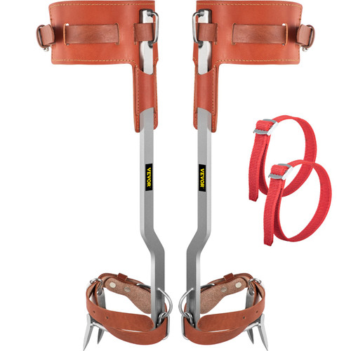 Tree Climbing Spikes, 1 Pair Stainless Steel Pole Climbing Spurs, w/Adjustable Straps and Cow Leather Padding, Arborist Equipment for Climbers, Logging, Hunting Observation, Fruit Picking