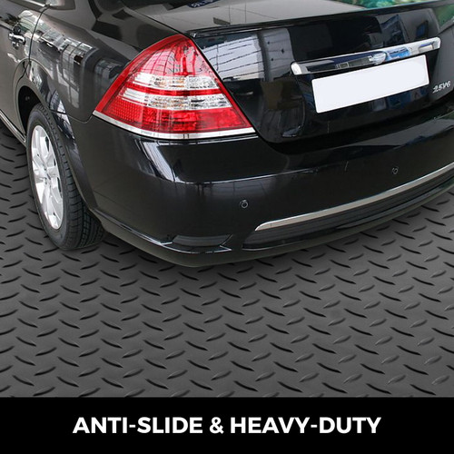 Garage Floor Mats 2 Rolls 14.7 x 3.6 Ft Garage Mat 2.5mm Thickness Black Garage Flooring PVC Garage Mats for Under Car