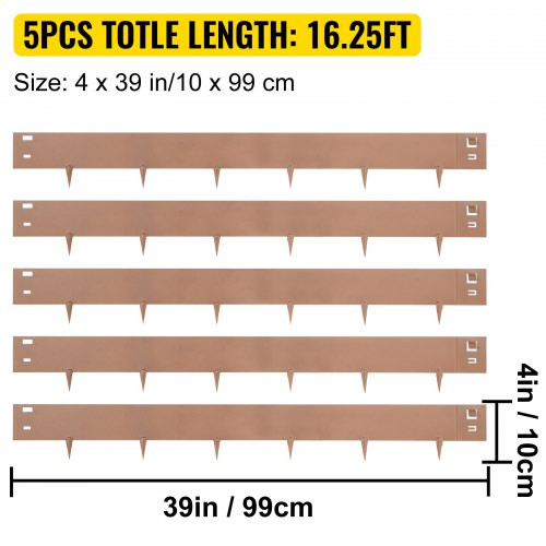 Steel Lawn Edging, 5PCS Metal Landscape Edging, 4"x39" Garden Edging Border, Flexible Galvanized Steel Landscape Border, 16.25 ft Length Landscaping Metal Edging, Grown Lawn Edge for Garden Yard