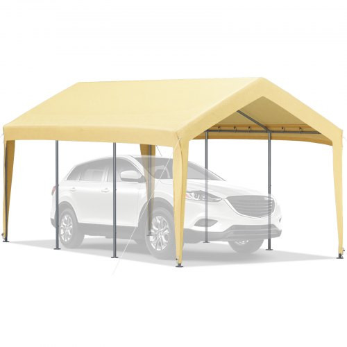 Carport Canopy Car Shelter Tent 10 x 20ft for Auto Boat with 8 Legs Yellow