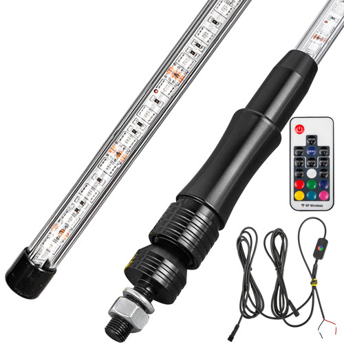 2PC 3FT LED Whip Lights RGB Color Lighted Whips for UTV ATV 20 Colors,5 Levels,23 Modes,10 Speed Options,Weatherproof,Off-Road Whip RF Wireless Remote for UTV ATV Polaris Accessories RZR