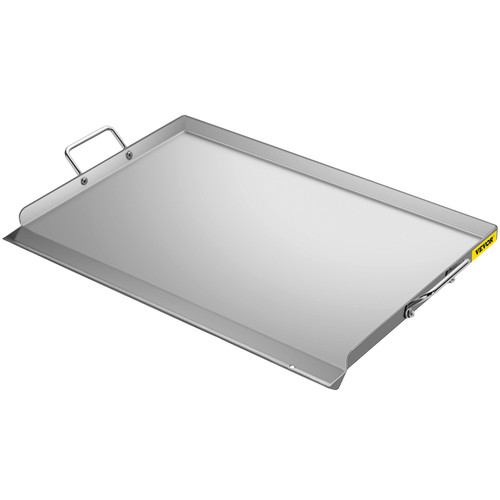 Stainless Steel Griddle, 14" x 32.3" Griddle Flat Top Plate, Griddle for BBQ Charcoal/Gas Gril with 2 Handles, Rectangular Flat Top Grill with Extra Drain Hole for Tailgating and Parties