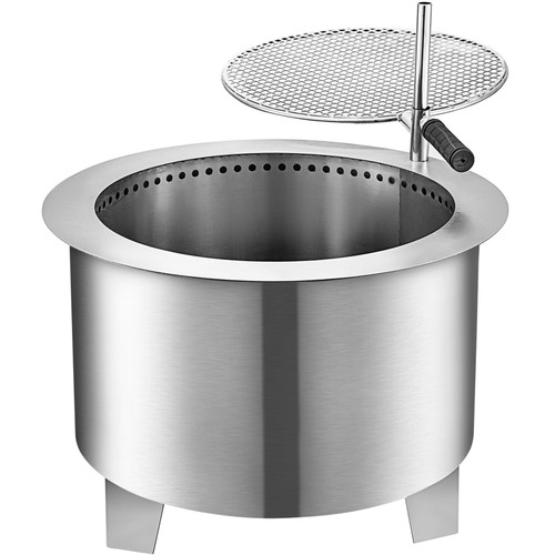 Double Fire Pit Patio Burner Bbq Grill Round Wood-burning Flame Camping Site