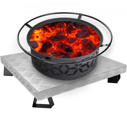 Fire Pit Heat Shield, 26 x 26 Inch Deck Defender & Grass Guard, High Temp Carbon Steel Fire Pit Heat Deflector for Grass Lawn Guarding, Fire Pit Pad for Outdoors, Bonfires, Wood Burning, Square (Discontinued) Replaced by: 300-176199