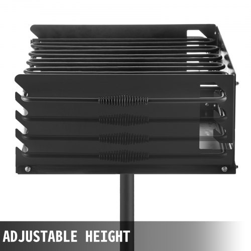 Outdoor Park Style Grill 25x17x11 Inch with Grate, Single Post Carbon Steel BBQ Grill 50 Inch Height Pole, Heavy Duty Park Style Charcoal Grill for BBQ, Camping or Backyard