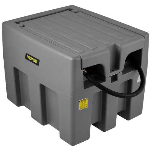 Portable Diesel Tank, 58 Gallon Capacity & 10 GPM Flow Rate, Diesel Fuel Tank with 12V Electric Transfer Pump and 13.1ft Rubber Hose, PE Diesel Transfer Tank for Easy Fuel Transportation,Gray