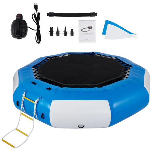 13ft Inflatable Water Bouncer, Water Trampoline Splash Padded Inflatable Bouncer Bounce Swim Platform for Water Sports