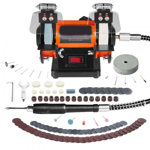 Bench Polisher & Buffing Machine for Metal/Jewelry/Wood - With Wool & Abrasive Wheels, 100 Tools, 3590RPM
