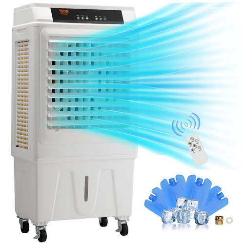 Evaporative Air Cooler, 3100 CFM, 135 degree Oscillating Swamp Cooler with Adjustable 3 Speeds and 12 H Timer, 9 Gal Portable Air Cooler for 950 Sq.ft, Indoor/Outdoor Use