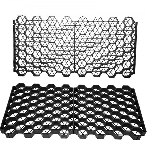 Permeable Pavers 1.9" Depth Gravel Driveway Grid Flat-interlocked Grass Pavers HDPE Black Plastic Shed Base for Landscaping and Soil Reinforcement in Parking Lots/Fire Lanes (Pack of 4-11 Sf)
