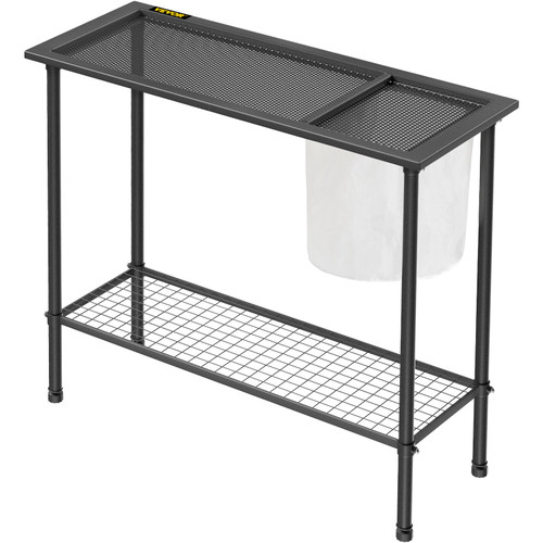 Potting Bench, 39" L x 15" W x 33" H, Steel Outdoor Workstation with Rubber Feet & Mesh Bag, Multi-use Double Layers Gardening Table for Greenhouse, Patio, Porch, Backyard, Black