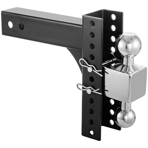 Adjustable Trailer Hitch, 8" Rise & Drop Hitch Ball Mount 2" Receiver Solid Tube 22,000 LBS Rating, 2 and 2-5/16 Inch Stainless Steel Balls w/ Key Lock, for Automotive Trucks Trailers Towing