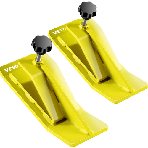 Tractor Bucket Protector, 2pcs Ski Edge Protector, 12" Long Turf Tamer Skid Protector, 4" Width, Heavy Duty Steel Bucket Attachment for Snow Leaves Removal, Spreading Gravel, Yellow