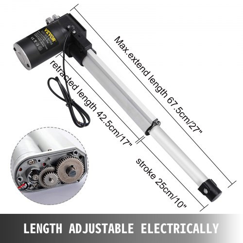 10 Inch Stroke Electric Actuators DC 12V with Mounting Bracket Heavy Duty 6000N/1320LB Actuators for Recliner TV Table Lift Massage Bed Electric Sofa
